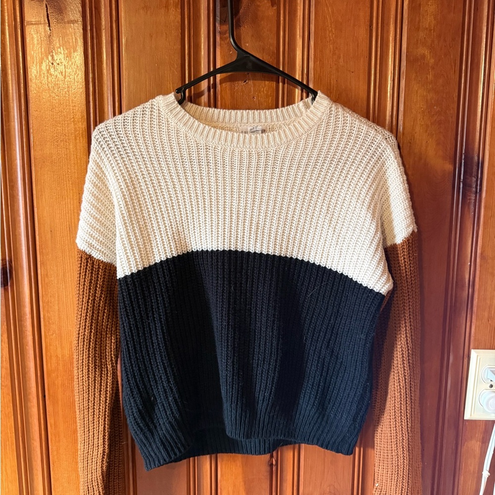 Full Tilt Tri-Tone Sweater - Cream, Black, Brown
